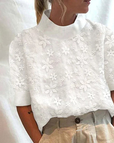 Doutzen | Med brodert ensfarget stående krage