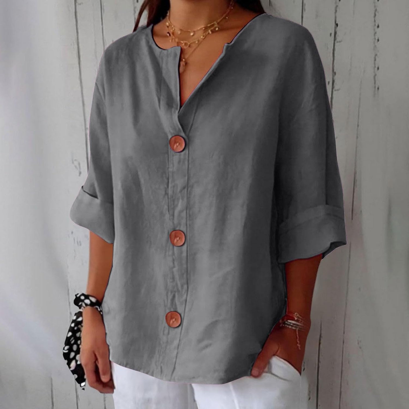 Noora | Avslappet bluse i lin-look for tidløs eleganse
