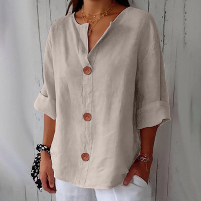 Noora | Avslappet bluse i lin-look for tidløs eleganse
