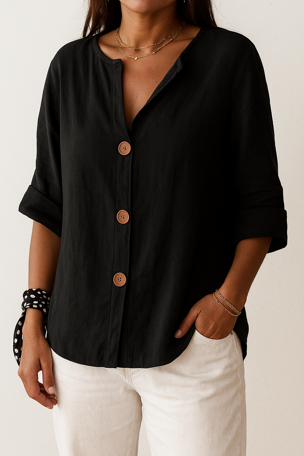 Noora | Avslappet bluse i lin-look for tidløs eleganse