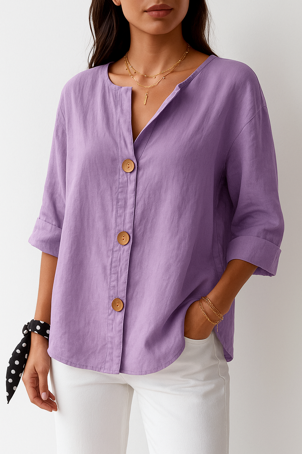 Noora | Avslappet bluse i lin-look for tidløs eleganse
