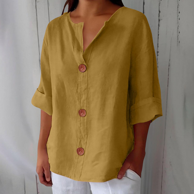 Noora | Avslappet bluse i lin-look for tidløs eleganse
